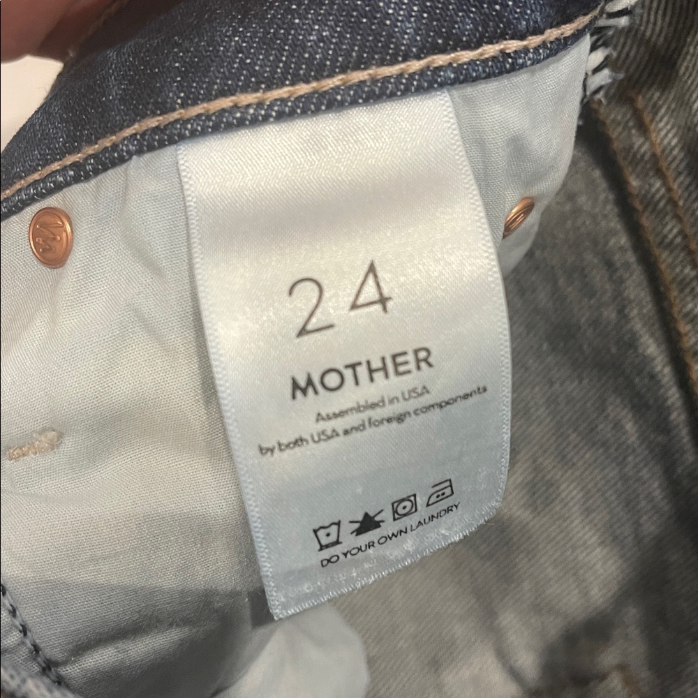 MOTHER The Dazzler Ankle Fray High Waist 24 Painfully Obvious Dark Wash skinny - Picture 4 of 11
